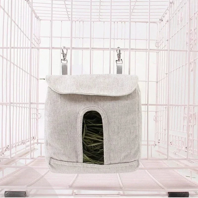 Kaninchen-Heu-Futtersack, hängende Futtersäcke, Einzelloch, einfarbig, für kleine Tiere, Chinchilla-Häschen