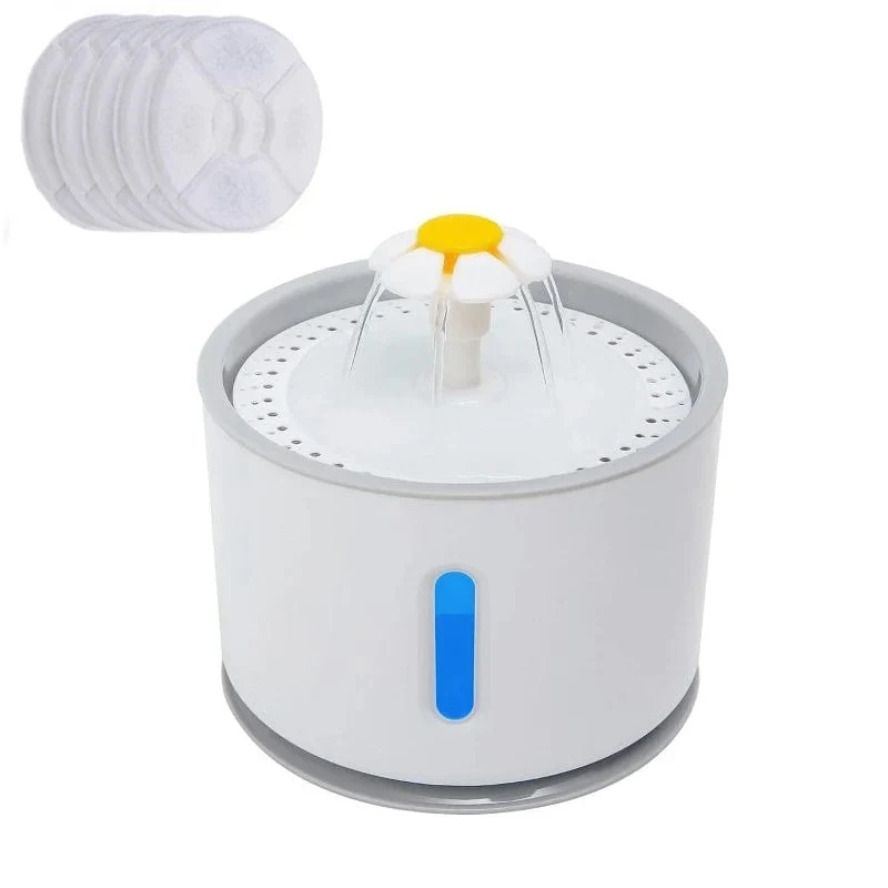 Automatischer Haustier-Katzen-Trinkbrunnen mit LED-Beleuchtung, 5er-Pack Filter, 2.4 l, USB, Hunde, Katzen, stumme Tränke, Futternapf, Trinkspender