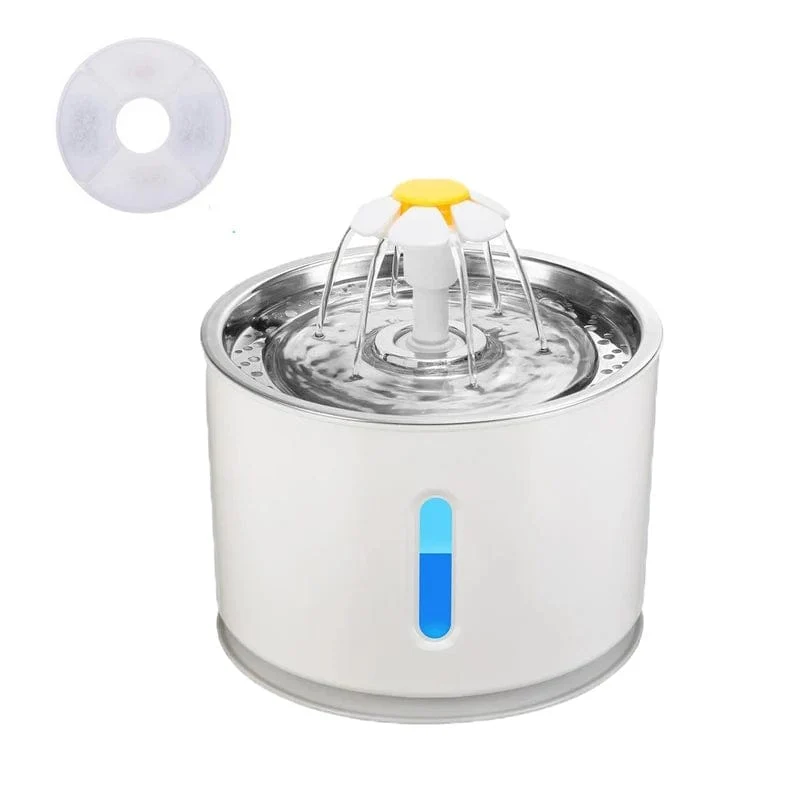Automatischer Haustier-Katzen-Trinkbrunnen mit LED-Beleuchtung, 5er-Pack Filter, 2.4 l, USB, Hunde, Katzen, stumme Tränke, Futternapf, Trinkspender