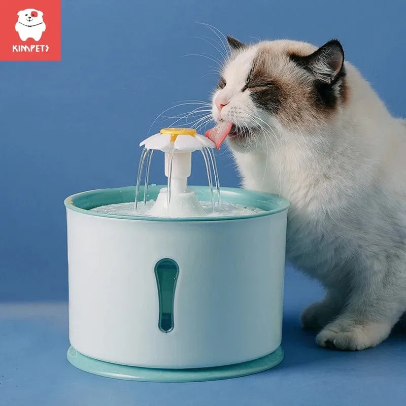 Kimpets 2.4 l Trinkwasserbrunnen für Haustiere, Katzen, Spender, Aktivkohlefilter, LED-Futterautomat, USB-Schnittstelle