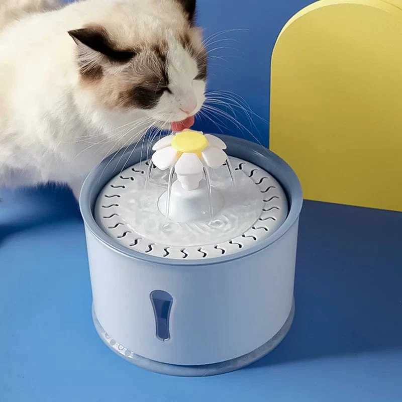 Kimpets 2.4 l Trinkwasserbrunnen für Haustiere, Katzen, Spender, Aktivkohlefilter, LED-Futterautomat, USB-Schnittstelle
