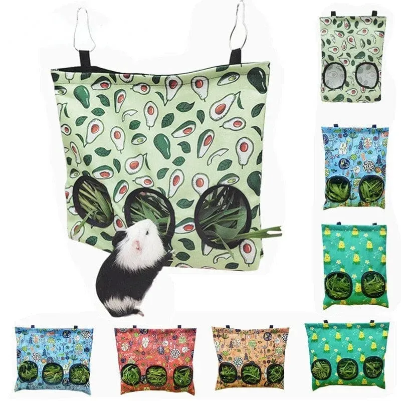 Heusack zum Aufhängen, Futterspender, Futterspender, Behälter für Kaninchen, Meerschweinchen, Kleintiere, Haustier, Hasenkäfig, Zubehör