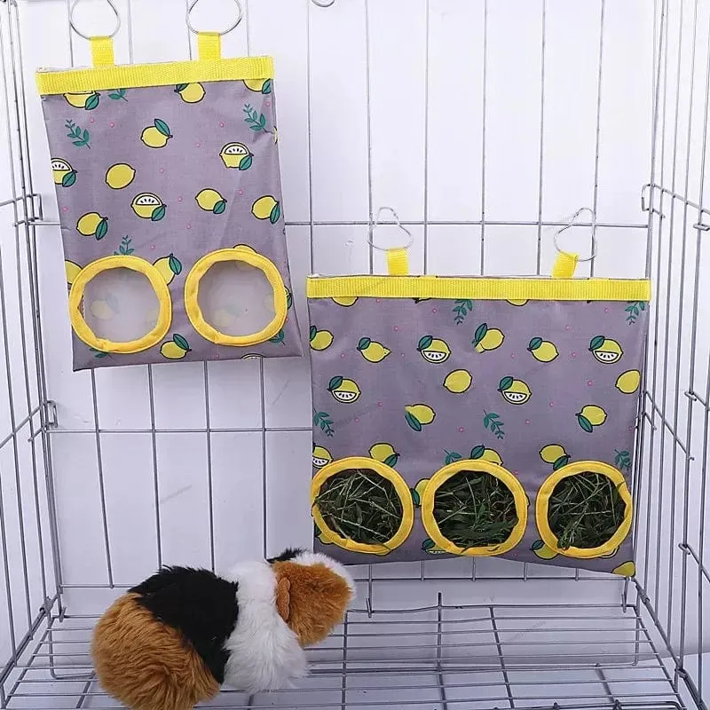 Heusack zum Aufhängen, Futterspender, Futterspender, Behälter für Kaninchen, Meerschweinchen, Kleintiere, Haustier, Hasenkäfig, Zubehör