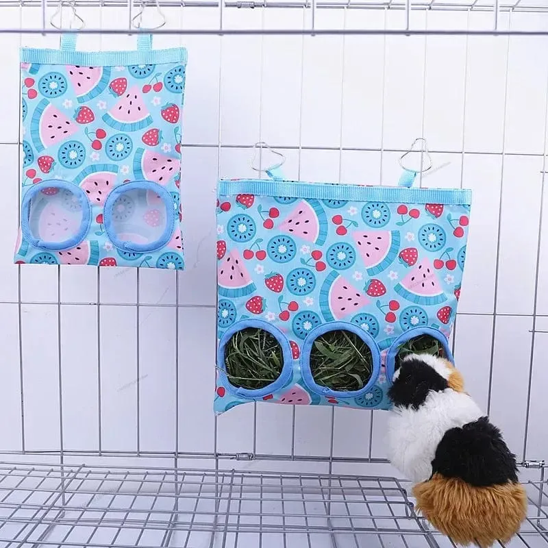 Heusack zum Aufhängen, Futterspender, Futterspender, Behälter für Kaninchen, Meerschweinchen, Kleintiere, Haustier, Hasenkäfig, Zubehör