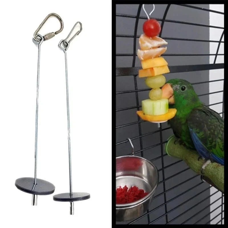 Haustier Papageien Vögel Lebensmittel Halter Edelstahl Obst Speer Stick Obst Gemüse Spieß Feeder Nahrungssuche Spielzeug Metall Vogel Feeder