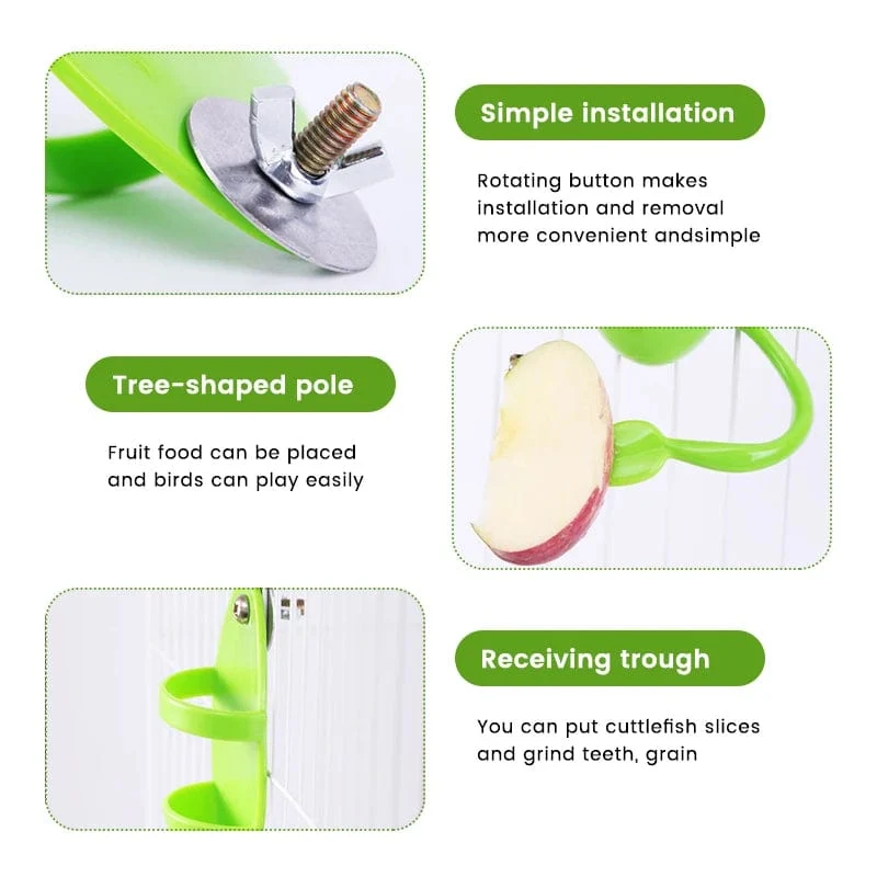 Futterspender für Papageien, Vogel-Sitzgestell, lustiger Vogelkäfig-Futterspender, Fütterungsspielzeug für Papageien, Kunststoff, Futterzubehör für Haustiere, Fütterungsspielzeug für Papageien