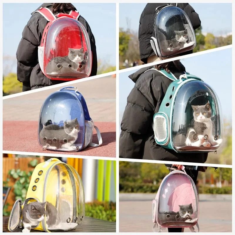 Katzentragetasche Outdoor Pet Umhängetasche Träger Rucksack Atmungsaktive Tragbare Reise Transparente Tasche Für Kleine Hunde Katzen
