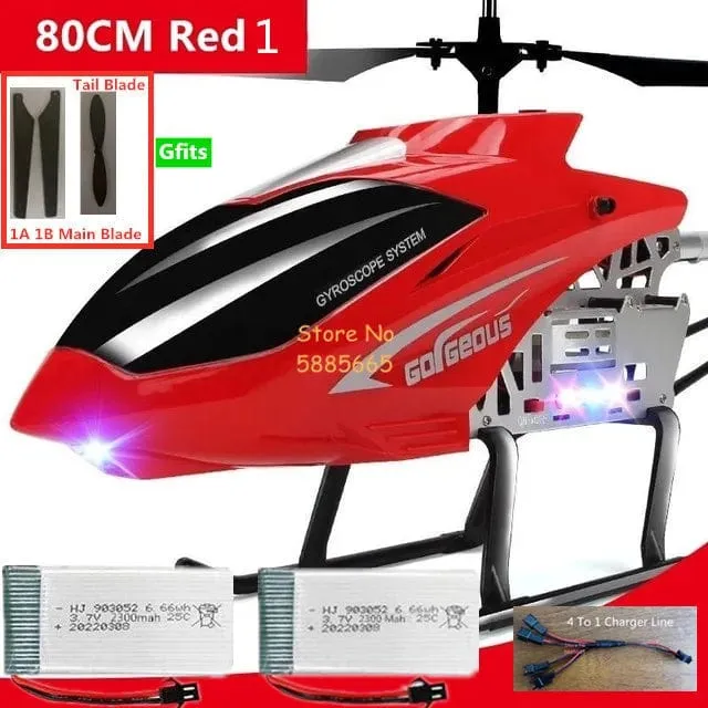 80CM Große Legierung Fernbedienung Hubschrauber Modell Dual Flexible Propeller Anti-Crash LED Bunte Licht Elektrische RC Hubschrauber Spielzeug