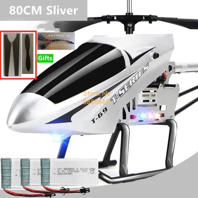 80CM Große Legierung Fernbedienung Hubschrauber Modell Dual Flexible Propeller Anti-Crash LED Bunte Licht Elektrische RC Hubschrauber Spielzeug