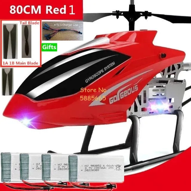 80CM Große Legierung Fernbedienung Hubschrauber Modell Dual Flexible Propeller Anti-Crash LED Bunte Licht Elektrische RC Hubschrauber Spielzeug