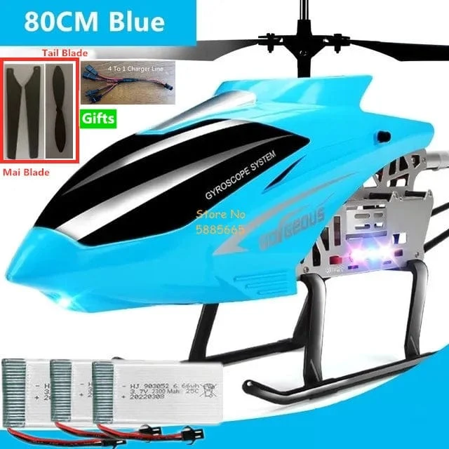 80CM Große Legierung Fernbedienung Hubschrauber Modell Dual Flexible Propeller Anti-Crash LED Bunte Licht Elektrische RC Hubschrauber Spielzeug