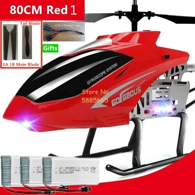 80CM Große Legierung Fernbedienung Hubschrauber Modell Dual Flexible Propeller Anti-Crash LED Bunte Licht Elektrische RC Hubschrauber Spielzeug