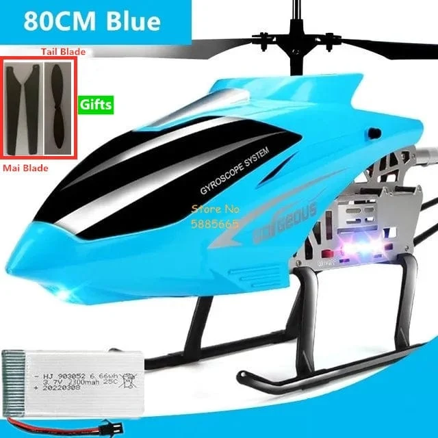 80CM Große Legierung Fernbedienung Hubschrauber Modell Dual Flexible Propeller Anti-Crash LED Bunte Licht Elektrische RC Hubschrauber Spielzeug