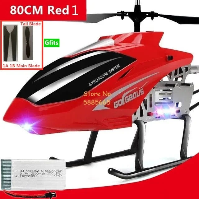 80CM Große Legierung Fernbedienung Hubschrauber Modell Dual Flexible Propeller Anti-Crash LED Bunte Licht Elektrische RC Hubschrauber Spielzeug