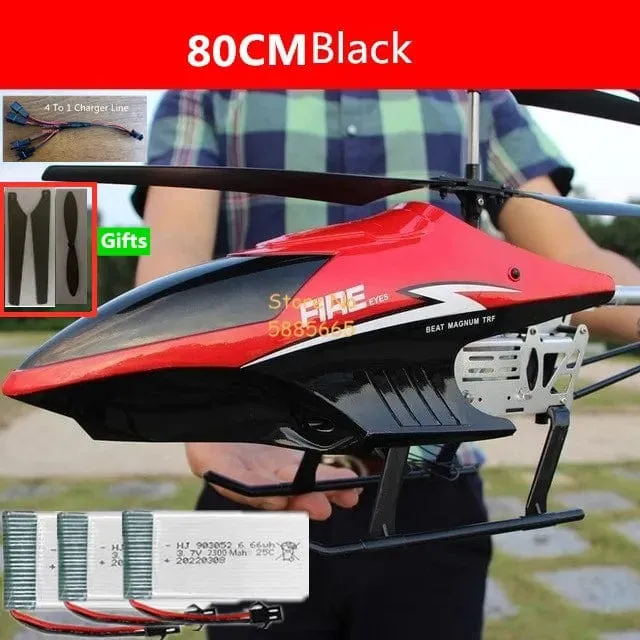 80CM Große Legierung Fernbedienung Hubschrauber Modell Dual Flexible Propeller Anti-Crash LED Bunte Licht Elektrische RC Hubschrauber Spielzeug