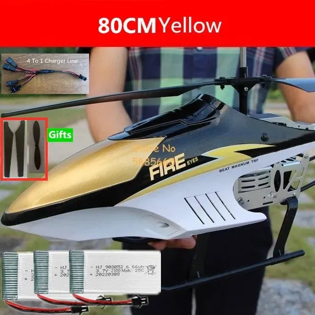 80CM Große Legierung Fernbedienung Hubschrauber Modell Dual Flexible Propeller Anti-Crash LED Bunte Licht Elektrische RC Hubschrauber Spielzeug