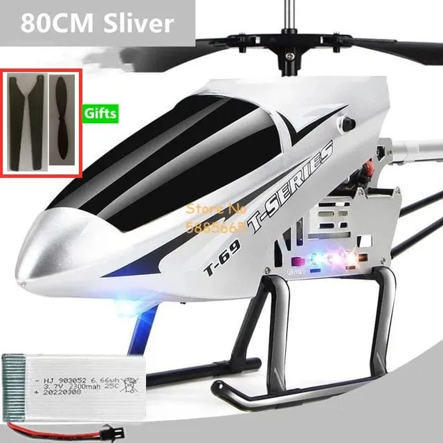 80CM Große Legierung Fernbedienung Hubschrauber Modell Dual Flexible Propeller Anti-Crash LED Bunte Licht Elektrische RC Hubschrauber Spielzeug