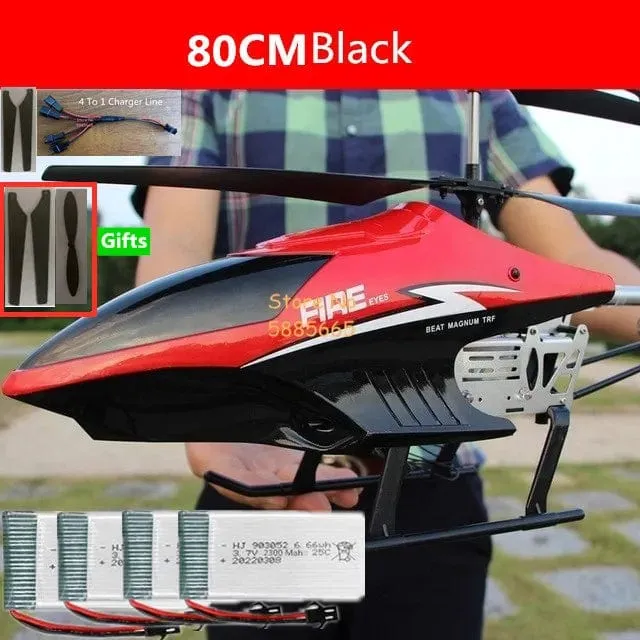 80CM Große Legierung Fernbedienung Hubschrauber Modell Dual Flexible Propeller Anti-Crash LED Bunte Licht Elektrische RC Hubschrauber Spielzeug
