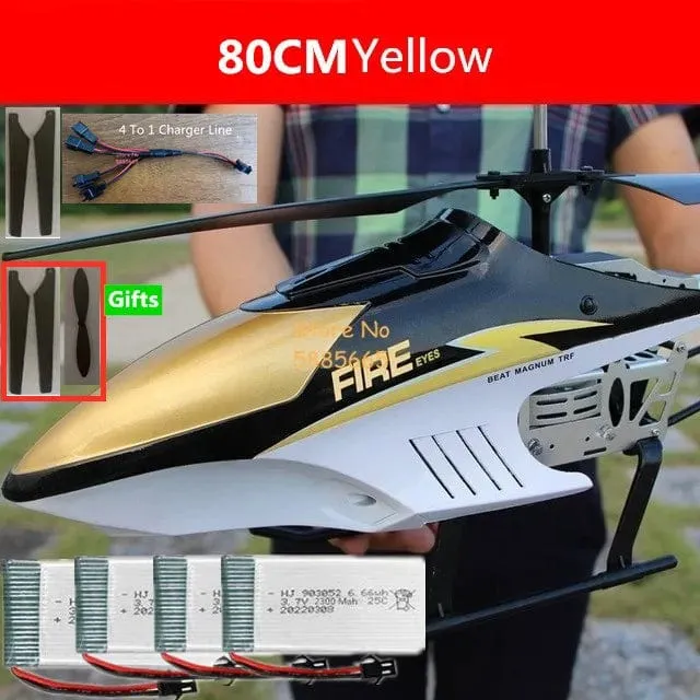 80CM Große Legierung Fernbedienung Hubschrauber Modell Dual Flexible Propeller Anti-Crash LED Bunte Licht Elektrische RC Hubschrauber Spielzeug
