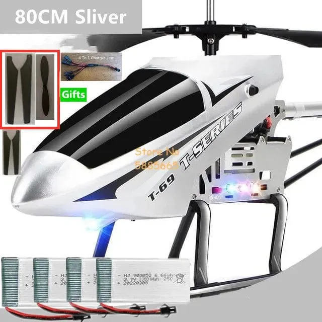 80CM Große Legierung Fernbedienung Hubschrauber Modell Dual Flexible Propeller Anti-Crash LED Bunte Licht Elektrische RC Hubschrauber Spielzeug