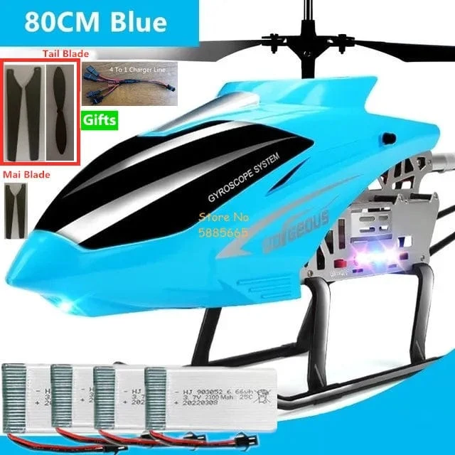 80CM Große Legierung Fernbedienung Hubschrauber Modell Dual Flexible Propeller Anti-Crash LED Bunte Licht Elektrische RC Hubschrauber Spielzeug
