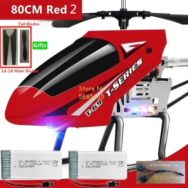 80CM Große Legierung Fernbedienung Hubschrauber Modell Dual Flexible Propeller Anti-Crash LED Bunte Licht Elektrische RC Hubschrauber Spielzeug