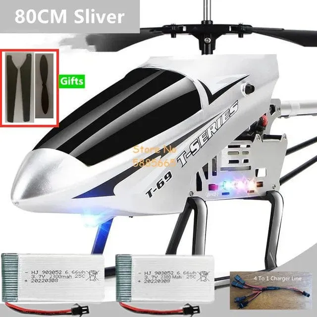 80CM Große Legierung Fernbedienung Hubschrauber Modell Dual Flexible Propeller Anti-Crash LED Bunte Licht Elektrische RC Hubschrauber Spielzeug