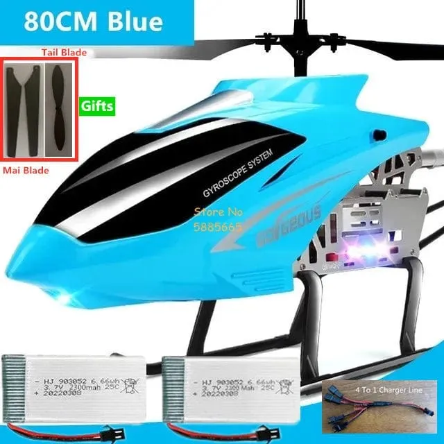 80CM Große Legierung Fernbedienung Hubschrauber Modell Dual Flexible Propeller Anti-Crash LED Bunte Licht Elektrische RC Hubschrauber Spielzeug