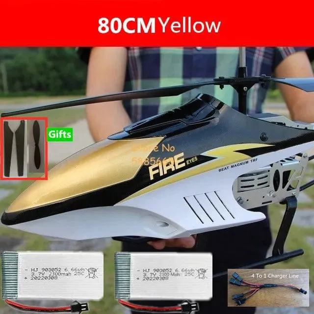 80CM Große Legierung Fernbedienung Hubschrauber Modell Dual Flexible Propeller Anti-Crash LED Bunte Licht Elektrische RC Hubschrauber Spielzeug