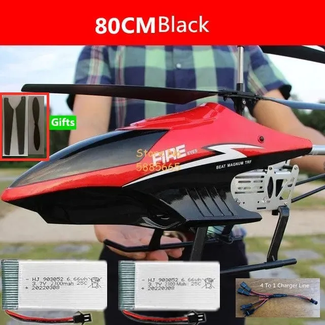 80CM Große Legierung Fernbedienung Hubschrauber Modell Dual Flexible Propeller Anti-Crash LED Bunte Licht Elektrische RC Hubschrauber Spielzeug