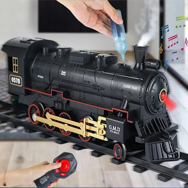 RC Zug Spielzeug Simulation Zug Fernbedienung Retro Dampf Elektrische Stufenlose Geschwindigkeit Control Fernbedienung Rauchen Zug Kinder Spielzeug