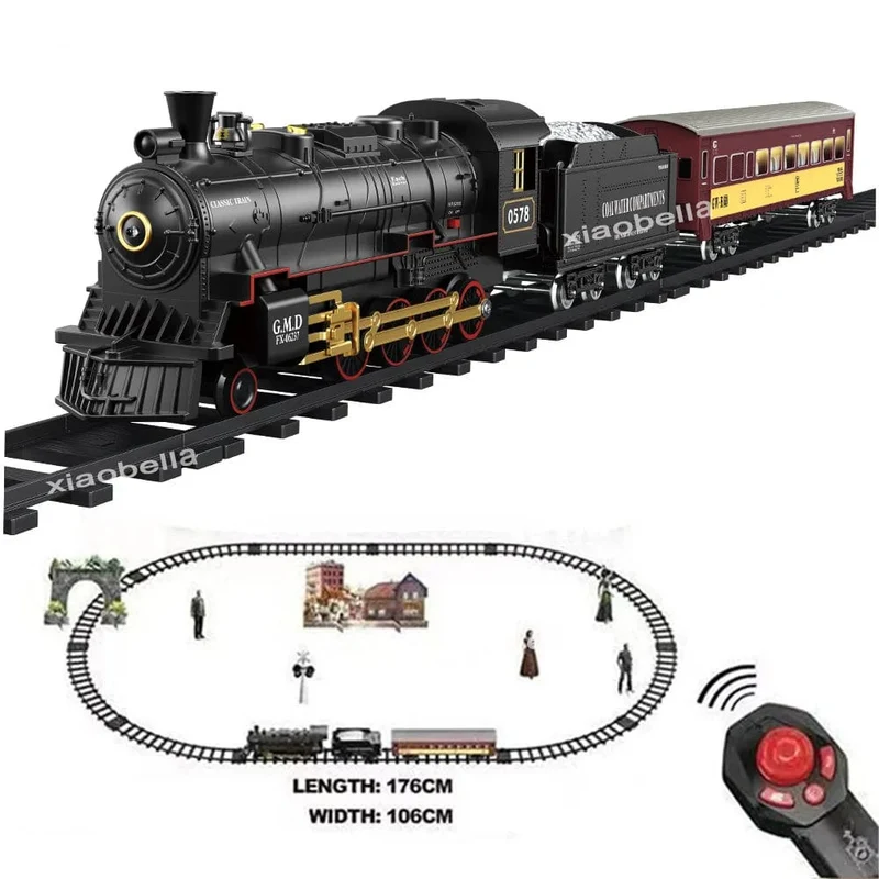 RC Zug Spielzeug Simulation Zug Fernbedienung Retro Dampf Elektrische Stufenlose Geschwindigkeit Control Fernbedienung Rauchen Zug Kinder Spielzeug