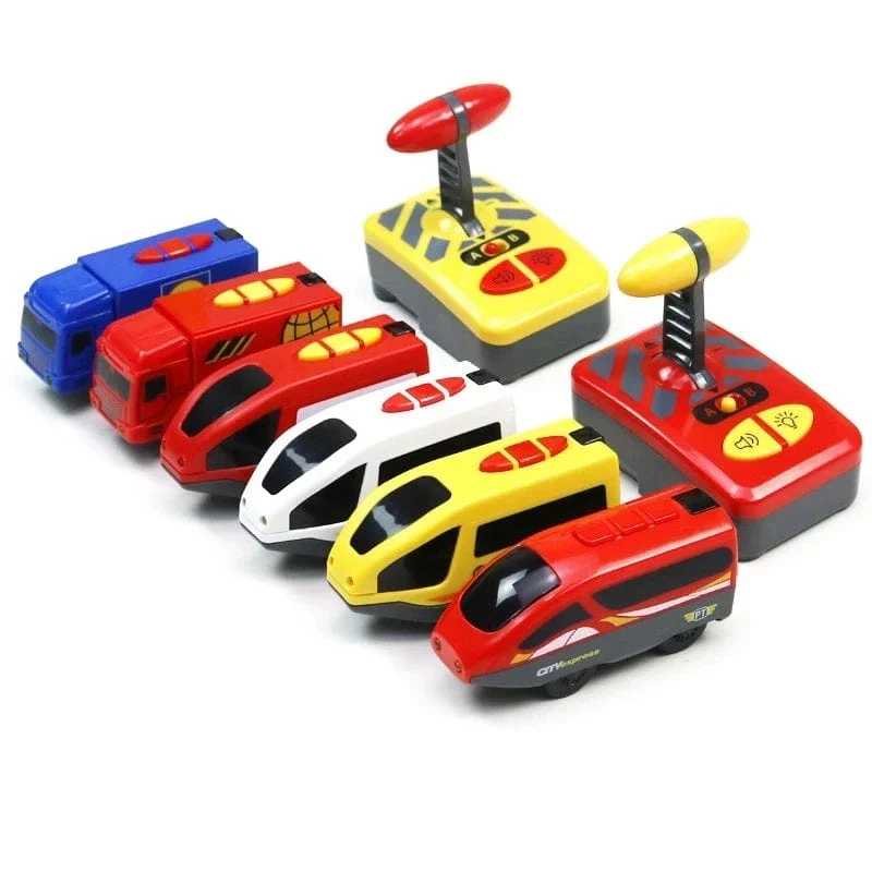 RC Elektrischer Zug Set Fernbedienung Lokomotive Magnetischer Zug Diecast Slot Spielzeug Passend für Holzeisenbahn Eisenbahnschienenspielzeug
