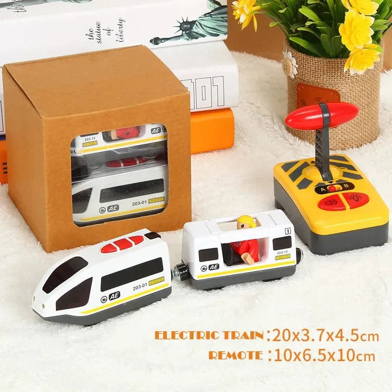 RC Elektrischer Zug Set Fernbedienung Lokomotive Magnetischer Zug Diecast Slot Spielzeug Passend für Holzeisenbahn Eisenbahnschienenspielzeug