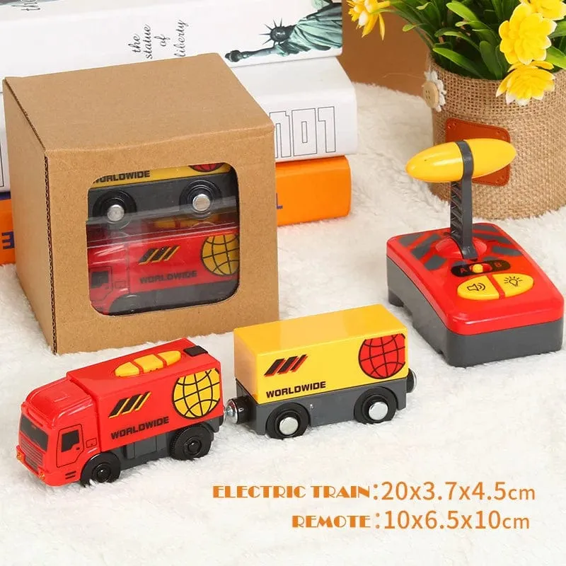 RC Elektrischer Zug Set Fernbedienung Lokomotive Magnetischer Zug Diecast Slot Spielzeug Passend für Holzeisenbahn Eisenbahnschienenspielzeug