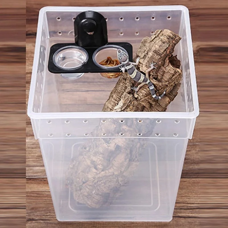 1 stücke ABS Reptil Tank Lebensmittel Wasser Fütterung Schüssel Insekten Spinne Ameisen Nest Schlange Gecko Terrarium Zucht Feeder Box Haustiere liefert
