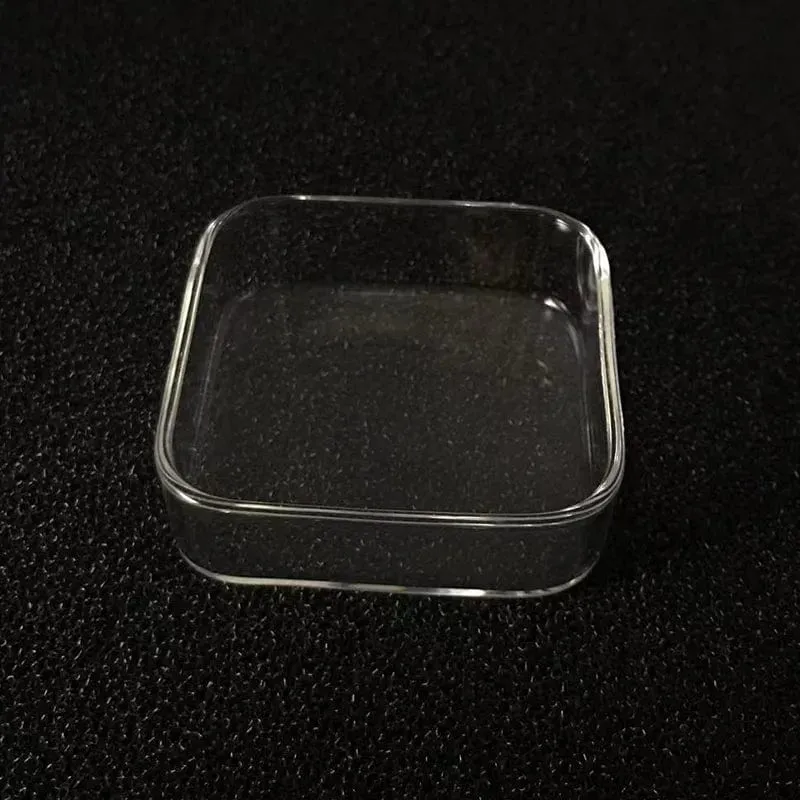 Transparenter, quadratischer, 6 cm großer Aquarium-Garnelenfutter-Futterspender aus Glas, schwimmender Boden-Futterspender für Fische, Garnelen, Futternapf