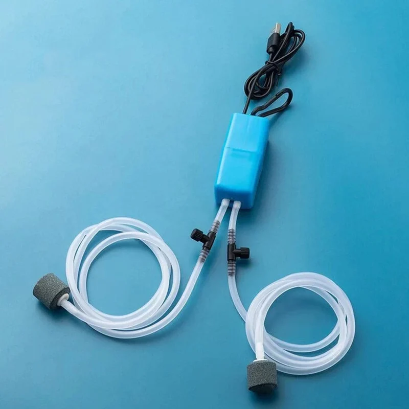 USB-Aquariumfilter-Sauerstoffpumpe mit Luftstein, geräuschlos, hochenergieeffizient, Mini-Aquariumfilter, Angelzubehör