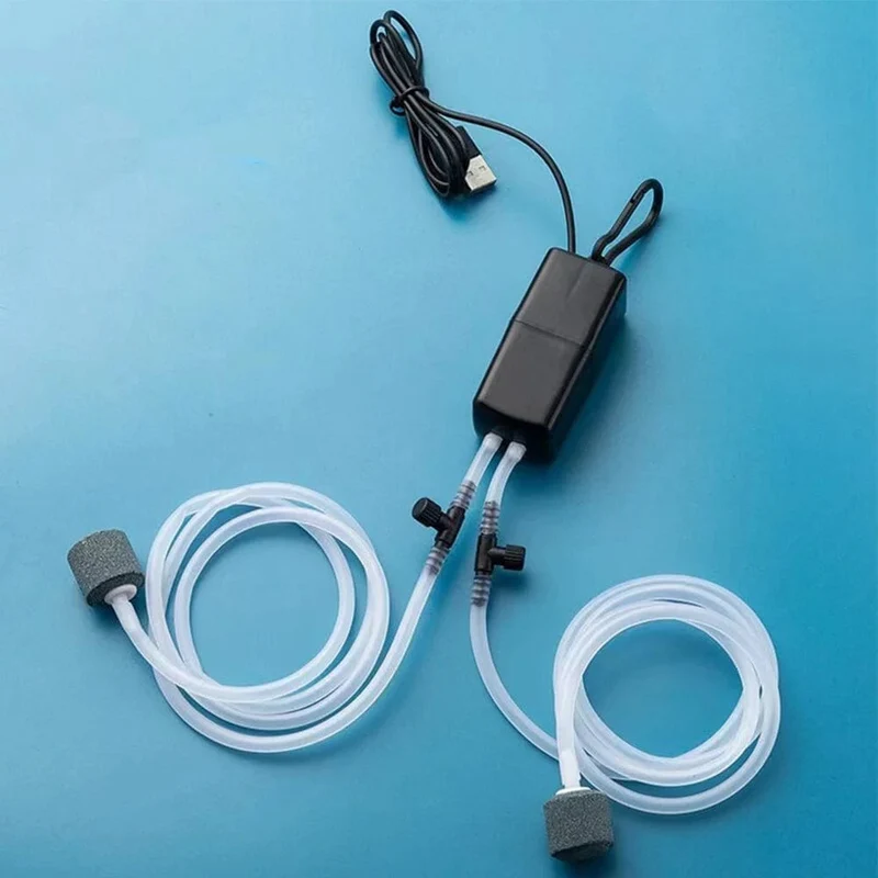 USB-Aquariumfilter-Sauerstoffpumpe mit Luftstein, geräuschlos, hochenergieeffizient, Mini-Aquariumfilter, Angelzubehör