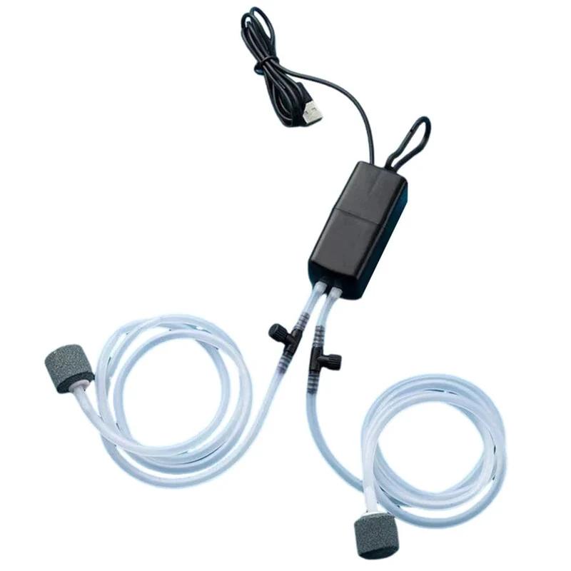 USB-Aquariumfilter-Sauerstoffpumpe mit Luftstein, geräuschlos, hochenergieeffizient, Mini-Aquariumfilter, Angelzubehör