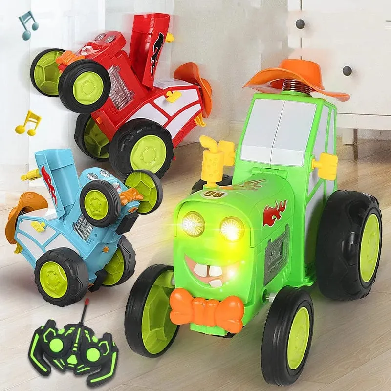 Mini-RC-Auto mit Musiklichtern, verrücktes Springfahrzeug, Infrarot-Fernbedienung, Stunt-Autos, aufrecht gehender RC-Truck, lustiges Kinderspielzeug