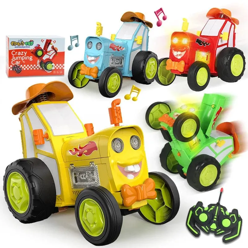 Mini-RC-Auto mit Musiklichtern, verrücktes Springfahrzeug, Infrarot-Fernbedienung, Stunt-Autos, aufrecht gehender RC-Truck, lustiges Kinderspielzeug