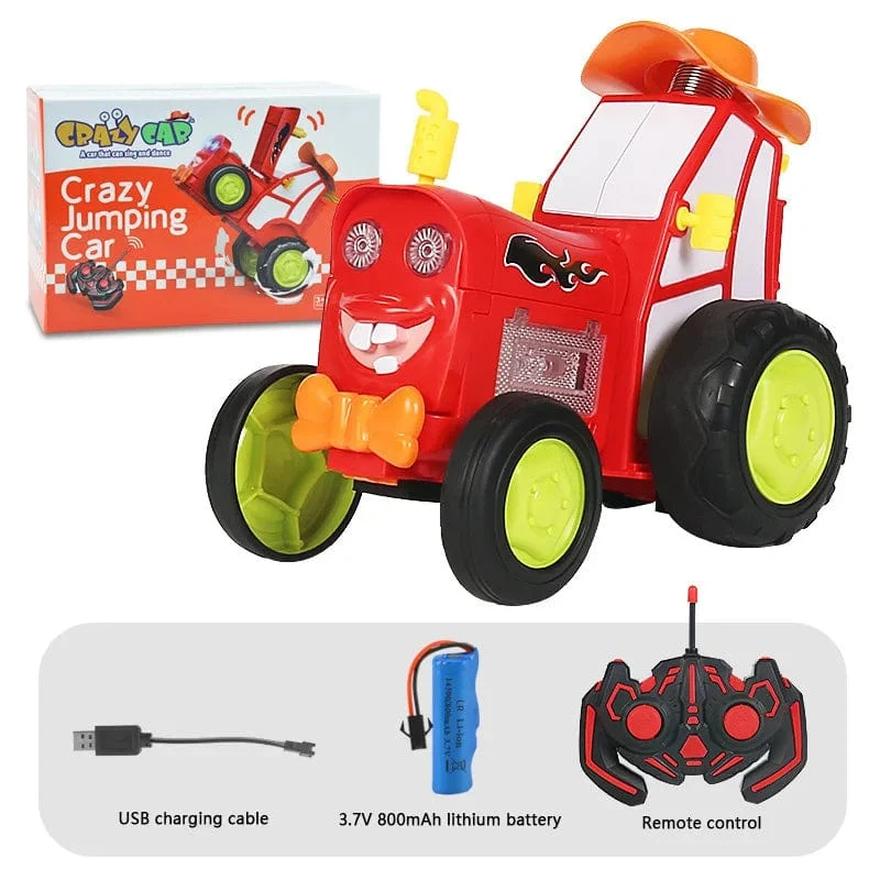 Mini-RC-Auto mit Musiklichtern, verrücktes Springfahrzeug, Infrarot-Fernbedienung, Stunt-Autos, aufrecht gehender RC-Truck, lustiges Kinderspielzeug