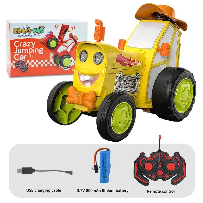 Mini-RC-Auto mit Musiklichtern, verrücktes Springfahrzeug, Infrarot-Fernbedienung, Stunt-Autos, aufrecht gehender RC-Truck, lustiges Kinderspielzeug