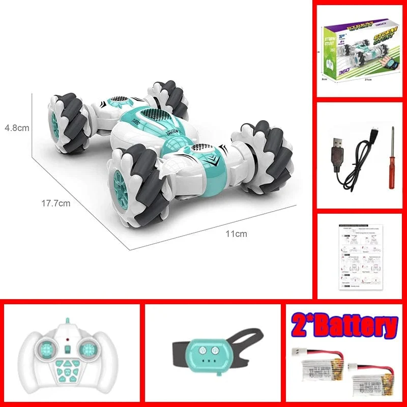 Kleines RC-Stunt-Auto mit Fernbedienung, Uhr, Gestensensor, elektrisches Spielzeug, RC-Drift-Auto, 2.4 GHz, 4WD-Rotation, Geschenk für Kinder und Jungen zum Geburtstag