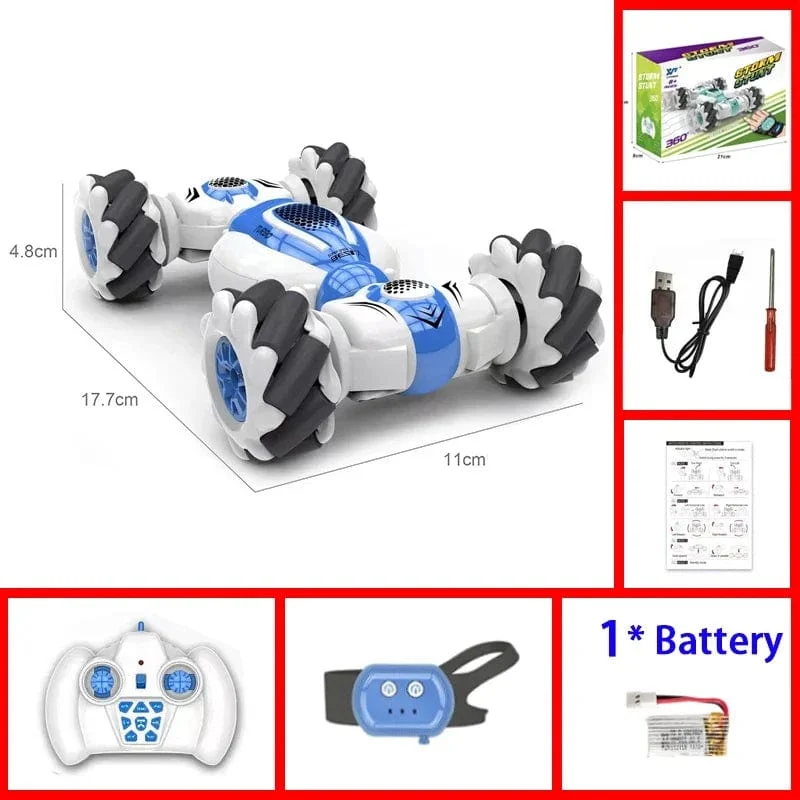 Kleines RC-Stunt-Auto mit Fernbedienung, Uhr, Gestensensor, elektrisches Spielzeug, RC-Drift-Auto, 2.4 GHz, 4WD-Rotation, Geschenk für Kinder und Jungen zum Geburtstag