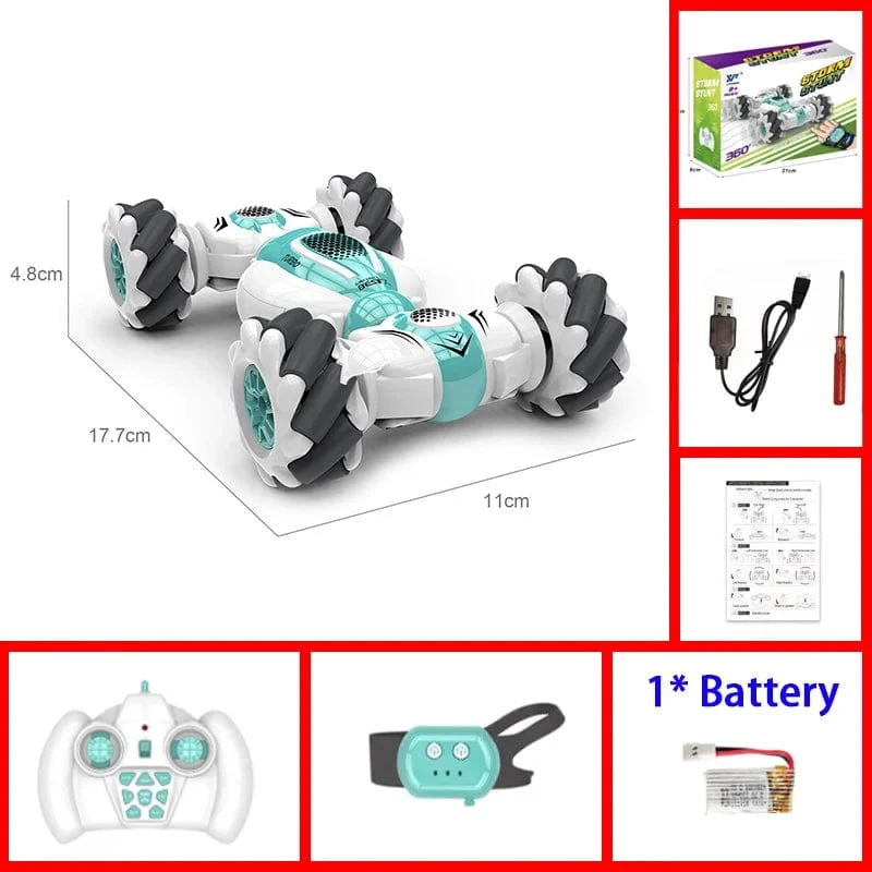 Kleines RC-Stunt-Auto mit Fernbedienung, Uhr, Gestensensor, elektrisches Spielzeug, RC-Drift-Auto, 2.4 GHz, 4WD-Rotation, Geschenk für Kinder und Jungen zum Geburtstag