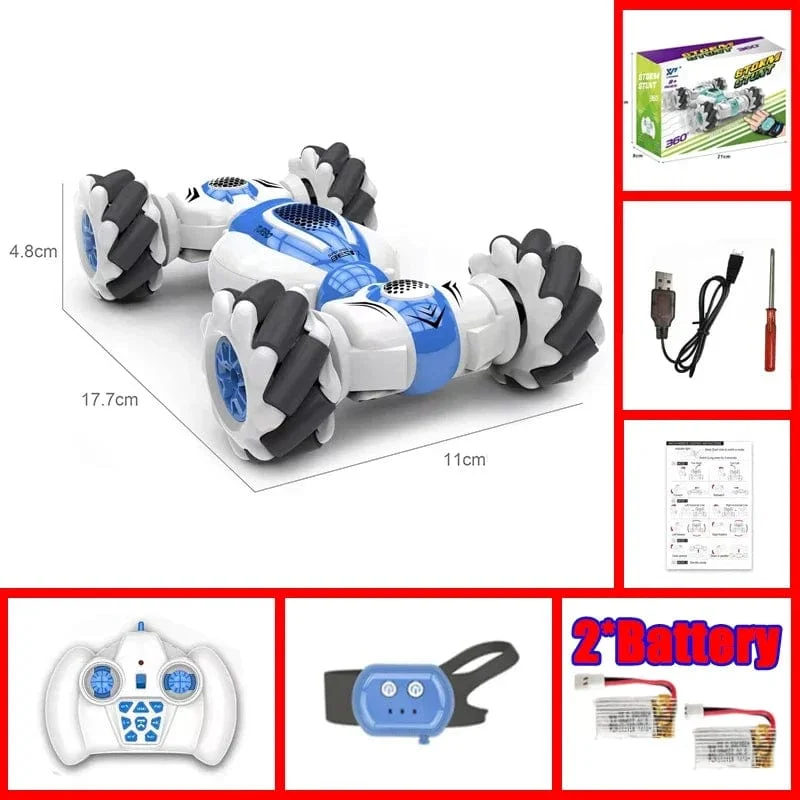 Kleines RC-Stunt-Auto mit Fernbedienung, Uhr, Gestensensor, elektrisches Spielzeug, RC-Drift-Auto, 2.4 GHz, 4WD-Rotation, Geschenk für Kinder und Jungen zum Geburtstag