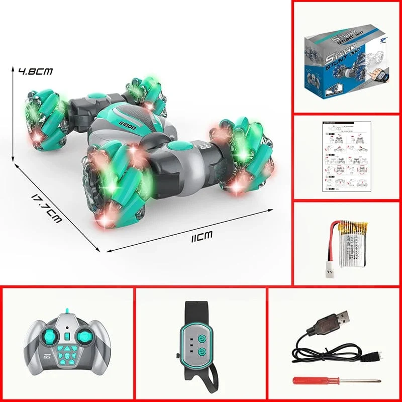 Kleines RC-Stunt-Auto mit Fernbedienung, Uhr, Gestensensor, elektrisches Spielzeug, RC-Drift-Auto, 2.4 GHz, 4WD-Rotation, Geschenk für Kinder und Jungen zum Geburtstag