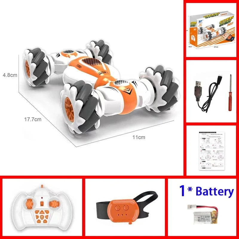 Kleines RC-Stunt-Auto mit Fernbedienung, Uhr, Gestensensor, elektrisches Spielzeug, RC-Drift-Auto, 2.4 GHz, 4WD-Rotation, Geschenk für Kinder und Jungen zum Geburtstag